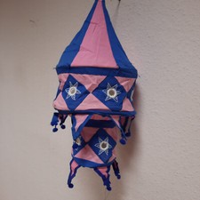 Stoff lampe Hängelampe Lampenschirm Indien  25 x 40 Spiegel Lampion Orient Gr. M