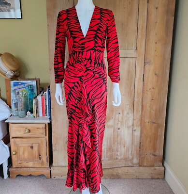 rixo green tiger dress Adriana Red 100% Silk Tiger-print Size S £325 52