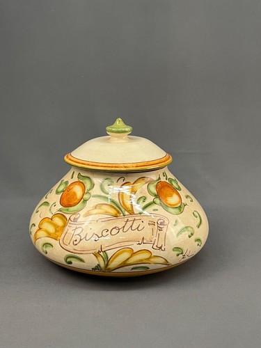 Vietri AFFRESCO 9" Biscotti Jar with Lid Italian Pottery: EUC - Afbeelding 1 van 15