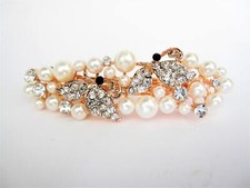 Pearl and crystal gold hair barrette clip bridal clip bridal barrette