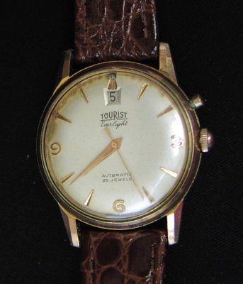 Rare alte Herren Armbanduhr Tourist Everlight Automatic um 1960