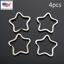 4pcs Star Shaped Split Rings Key Ring Keychain - Silver Color