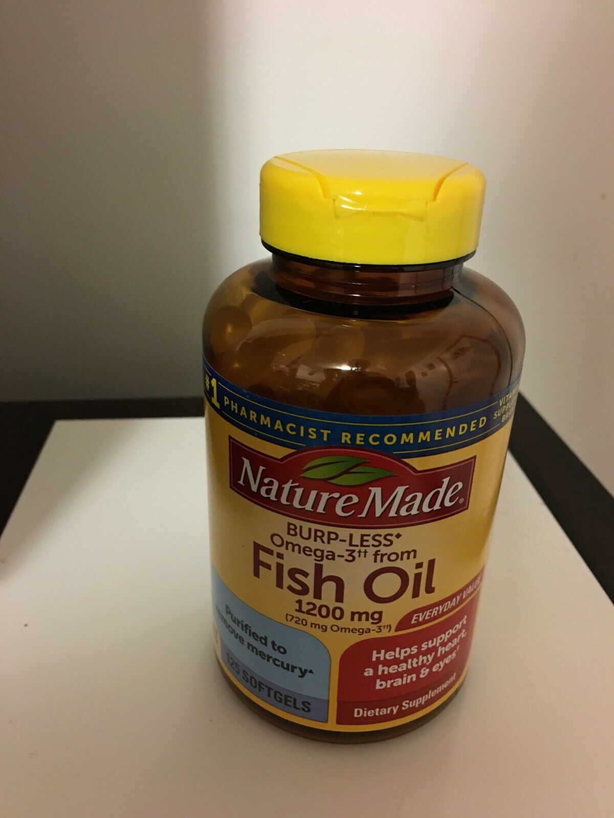 BRAND NEW NATURE MADE 1200 MG ONE PER DAY BURP-LESS FISH OIL 125 COUNT BOTTLE