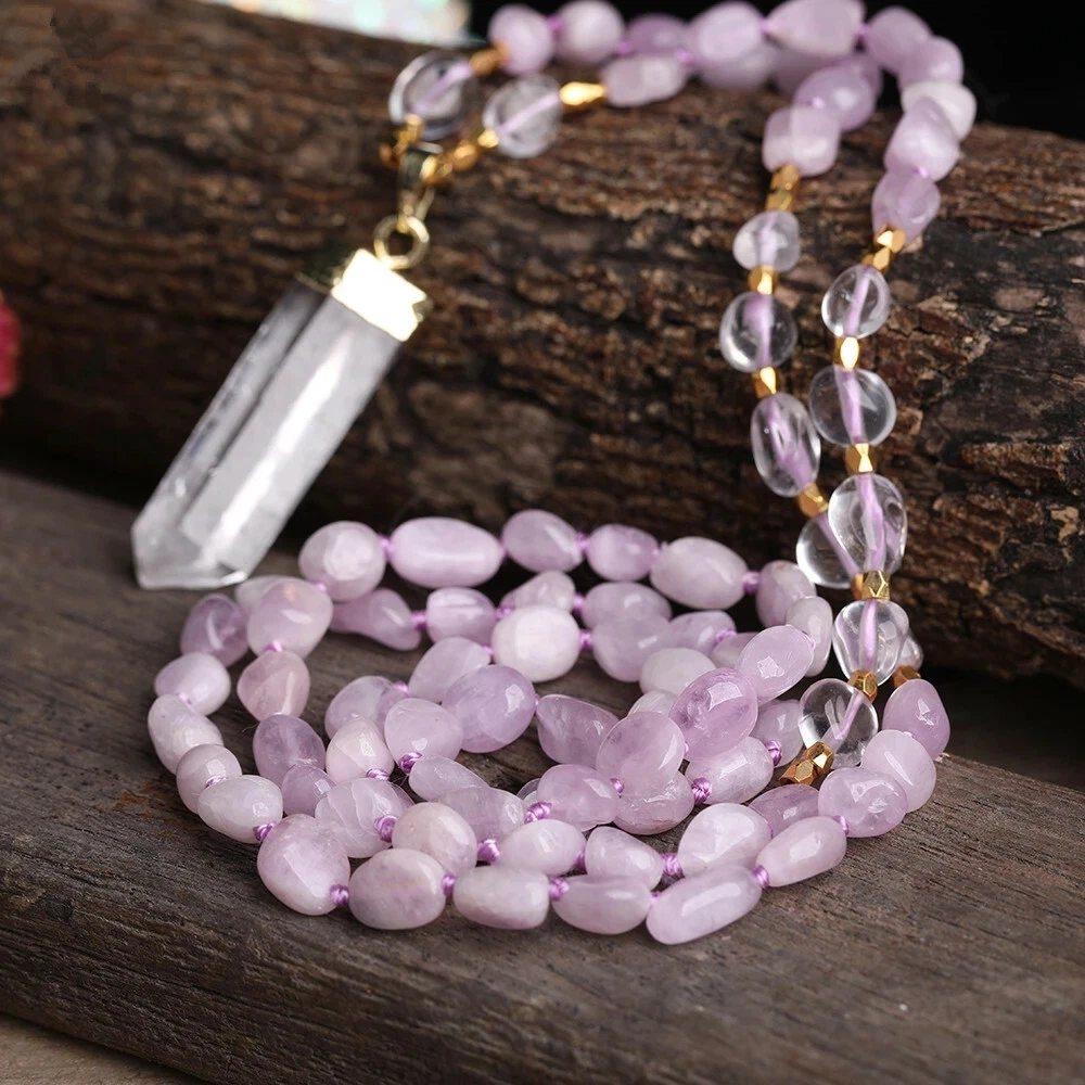 Kunzite crystal necklace sale