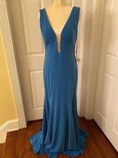 Jovani Blue Mermaid Evening Dress