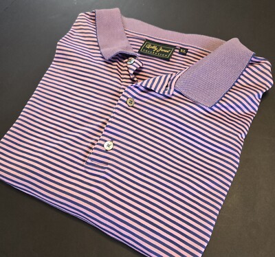 Bobby Jones Collection Men s Golf Polo Shirt Size XL Pink Purple Striped EUC