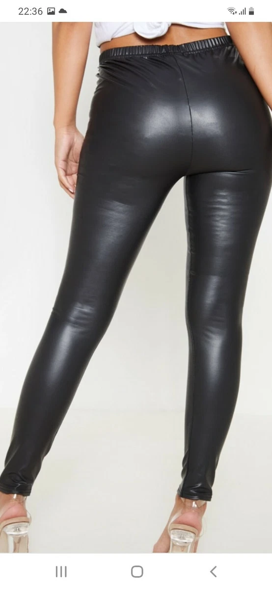 Prettylittlething BLACK PU LEGGINGS SIZE 4 PETITE eBay
