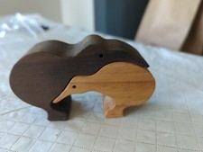 Pair Of Adorable Parent And Baby Kiwi Birds, Wooden Cutouts