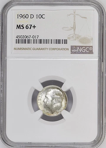 1960-D 10C Roosevelt Dime Ten Cent  MS67+    4502067-017