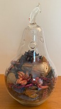 Pot-Pourri en Verre en Forme de Poire avec Fleurs Séchées à l’intérieur