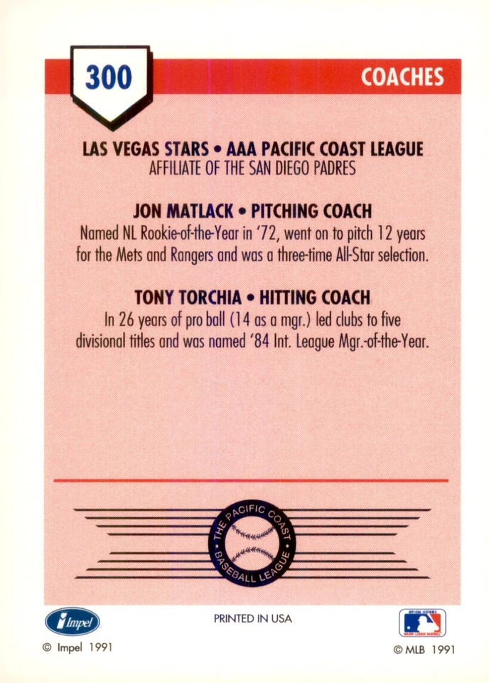 S7R6-7: 1991 IMPEL LINE DRIVE AAA BASEBALL CARDS YOU CHOOSE 251-500 PRE-ROOKIE - Image 2 of 2