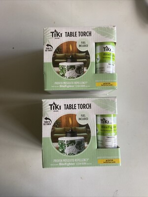 Lot Of 2 Tiki Table Top Torch s Greenery With Bite Fighter Fuel