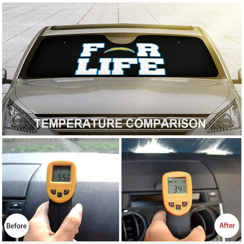 San Diego Chargers Car Windshield Sunshad Car Front Window Black Sunshade