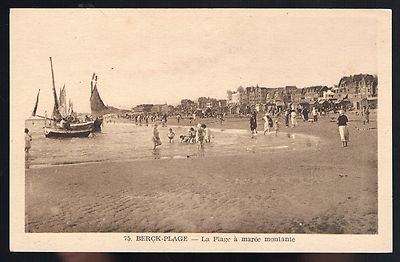 BERCK-PLAGE 62 Badegäste Steigende Postkarte Animiert geschrieben in Annie 17. April 1950
