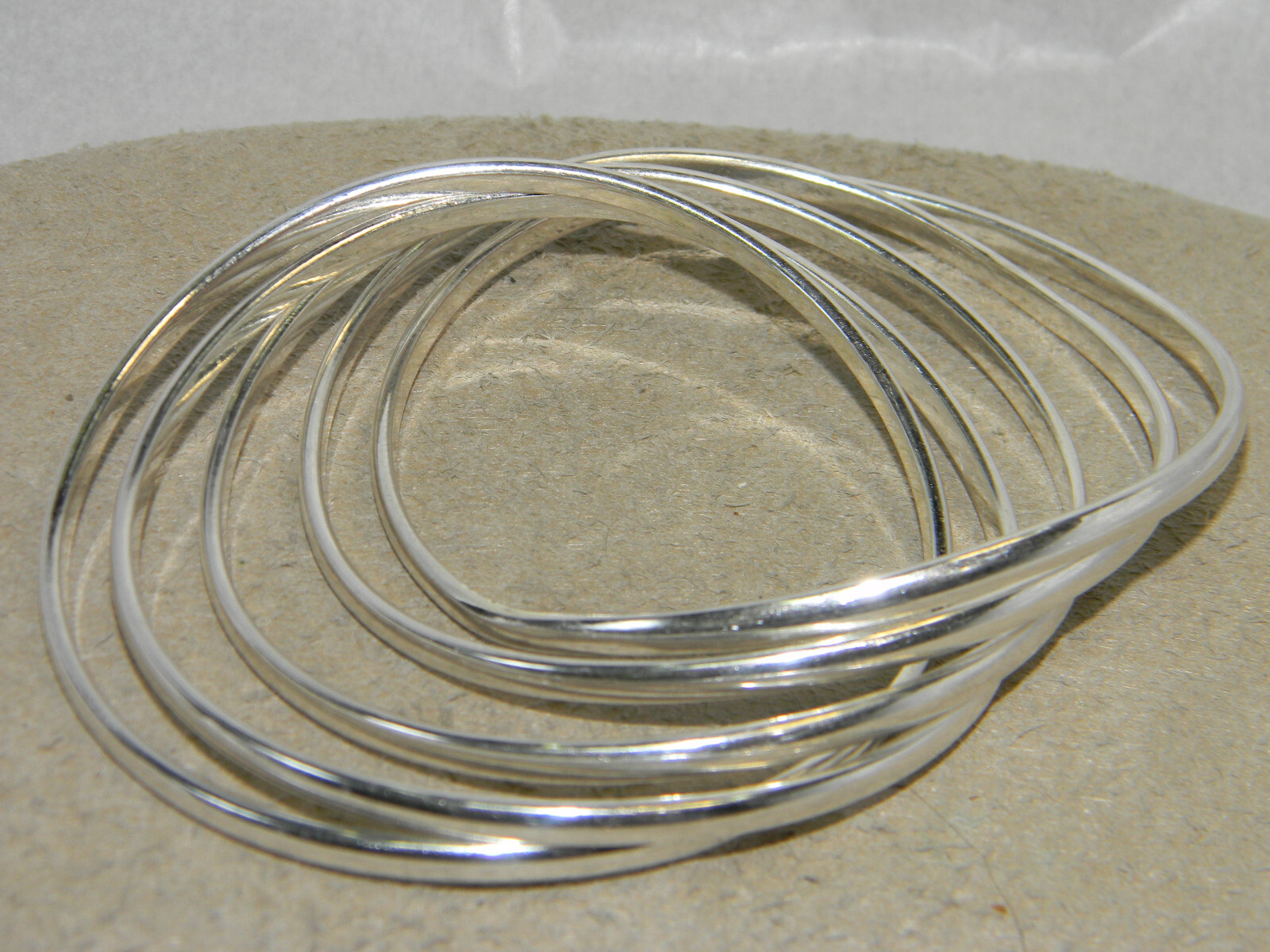 Five Interlocking Bangle Bracelets Silver Plated - image 3