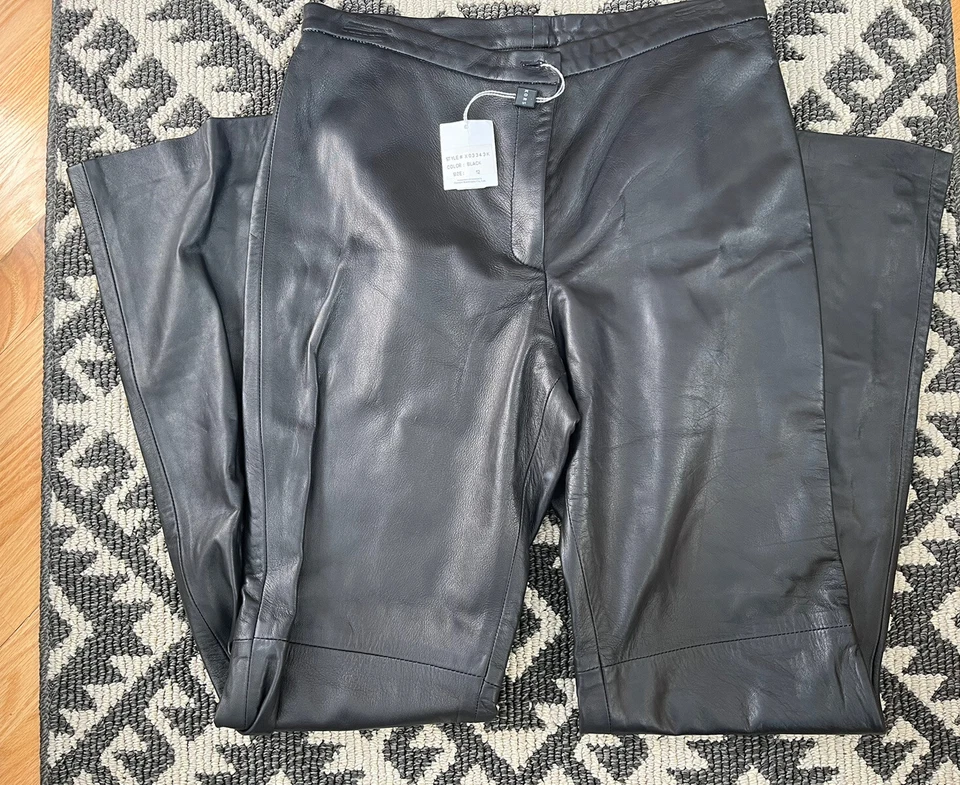 NUEVO CON ETIQUETAS-Pantalones negros vintage KORS Michael Kors 100 % cuero genuino para mujer talla 12-EE. UU.