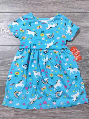 Unicorn Dress 3T Toddler Girls Rainbow Flowers Butterfly Pocket Cotton Cute