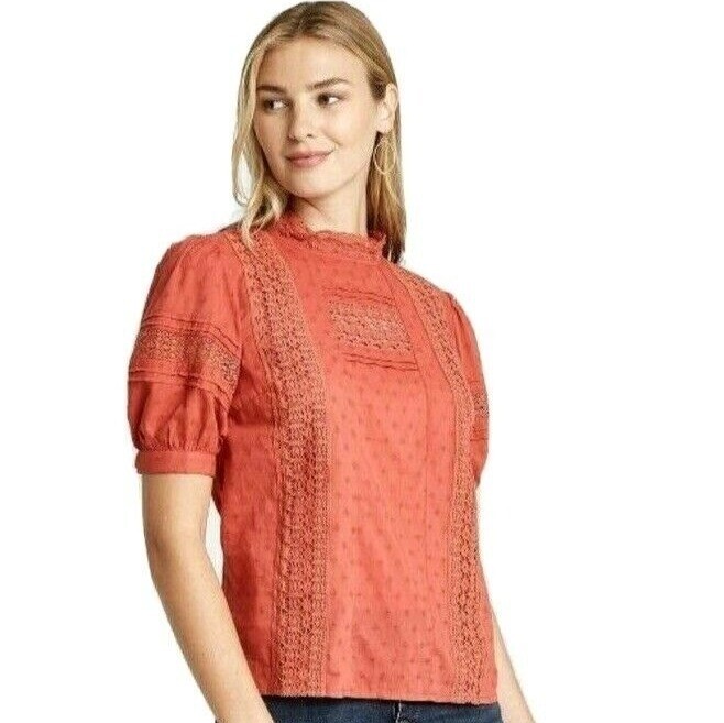 Universal Thread Blouse Size Large Puff Sleeve Ey… - image 11