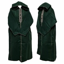 Moroccan Winter Cashmere Wool Blend Green Hooded Thobe Djellaba