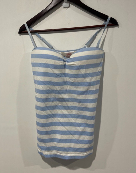 Annalise Cami Top Womens Size 10 Blue White Stripe Strappy Padded Bra Stretch