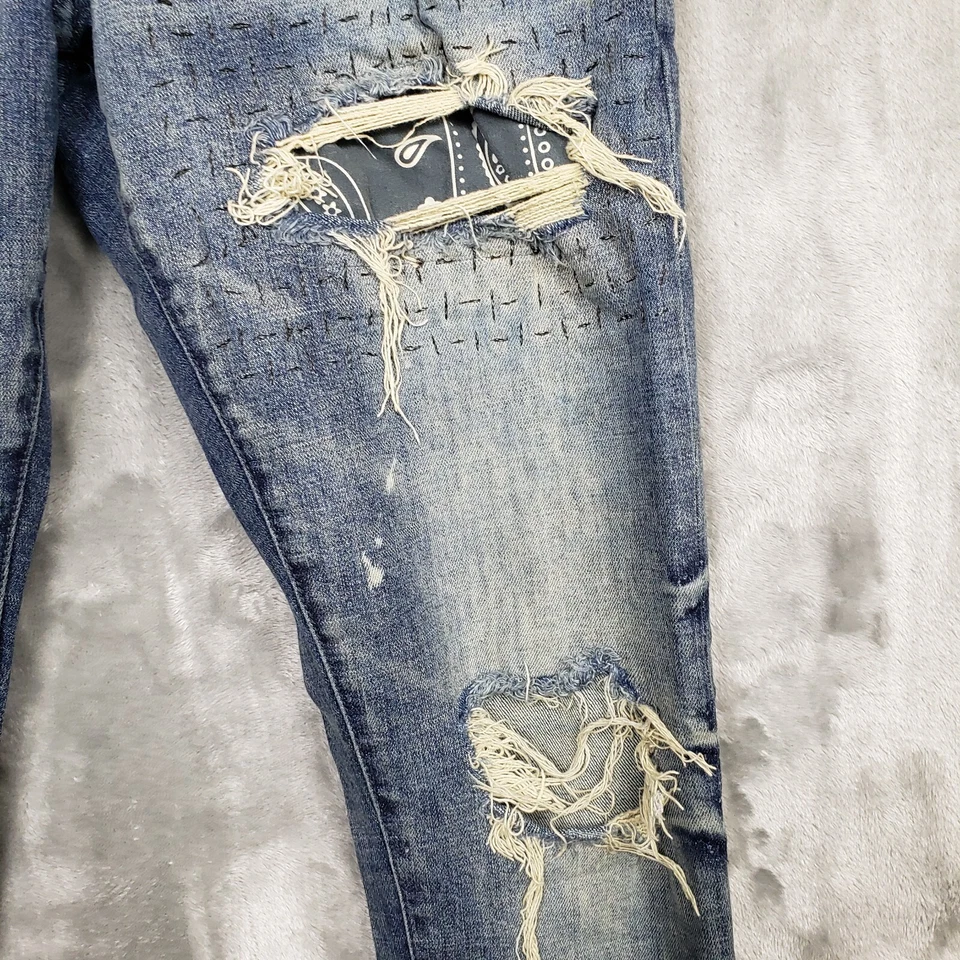 Pantalones de mezclilla para hombre Purple Brand P002 ajustados desgastados con botones 29x30 Foto 3 de 4