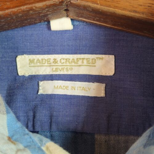 Men's Levi's Made and Crafted Made in Italy Blue Plaid Shirt Size 3 Large - Picture 3 of 12