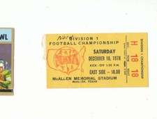 12/16 1978 NAIA Football Championship ticket stub Angelo St vs Falon