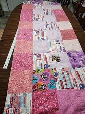 VTG Handmade Patchwork Lap Throw Quilt Pink Care Bears Tack 50x72 Hanna Montana
