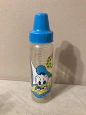 Vintage Evenflo Baby Bottle Disney Donald Duck No Nipple Blue Cap Letter S 