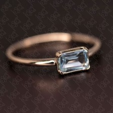 Natural Blue Topaz Wedding Band 14K Yellow Gold Ring