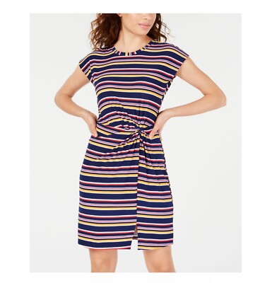 Ultra Flirt Junior Womens S Blue Mango Striped Knot Front Mini Dress NWT |  eBay