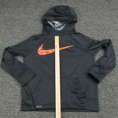 Nike Hoodie Boys Large Black Dri-Fit Center Swoosh Long Sleeve Gym Youth - Picture 5 of 8