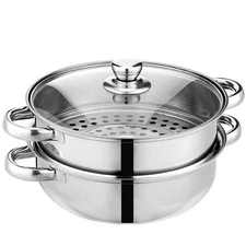 Steamer Pot for Cooking Large Capacity 11.8 inch Steamer Pot, 2-tier Multipur...