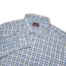 UNTUCKit Men's Large Slim Fit Sardinia Long Sleeve Button Shirt Blue Check