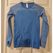 Ivivva by Lululemon Long Sleeve Seamless Running Top Girls 10 Blue Thumbholes