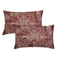 Red Boho Lumbar Pillow Covers 12x20 Inch 7.9" x 4.3" Pack of 2 Burgundy