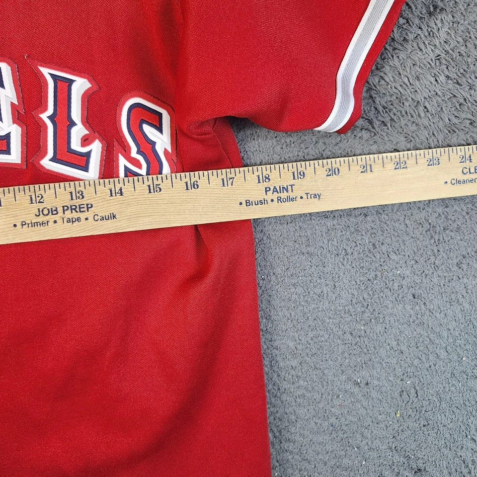 Camiseta deportiva juvenil grande roja de béisbol MLB de Los Angeles Angels Mike Trout 27 majestuosa Foto 4 de 4