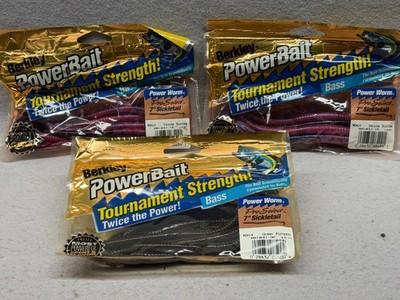 Obsolete Vintage Berkley 7'' Power SickletailTournament Strength Worms (3) 10 pks