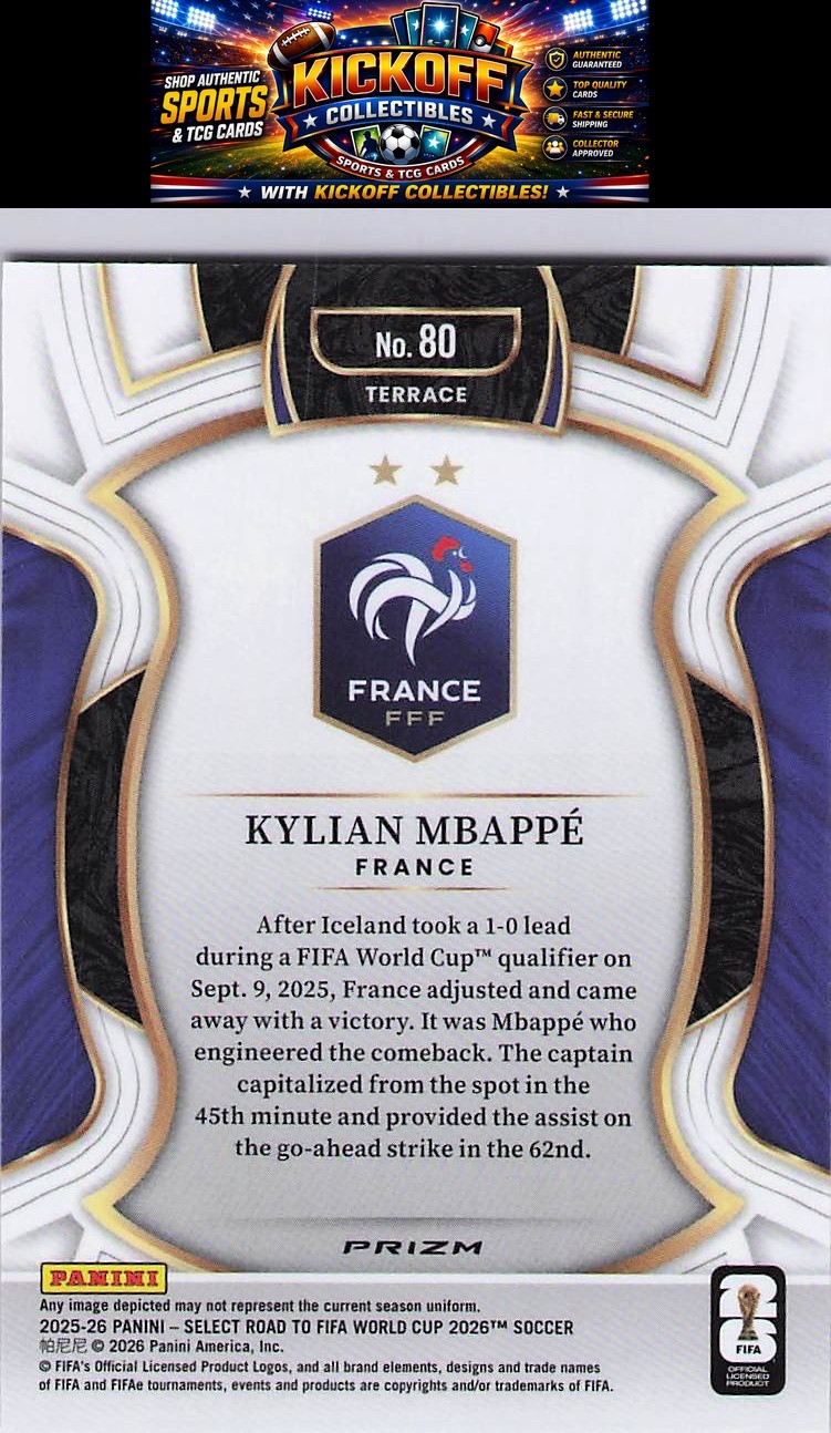 2025-26 Panini Select Road to FIFA World Cup #80 Kylian Mbappe Red Ice view 2