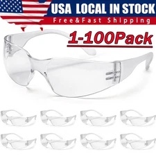 200Pack Protective Safety Glasses Clear Lens lot Eyewear Anti Scratch Work UV US