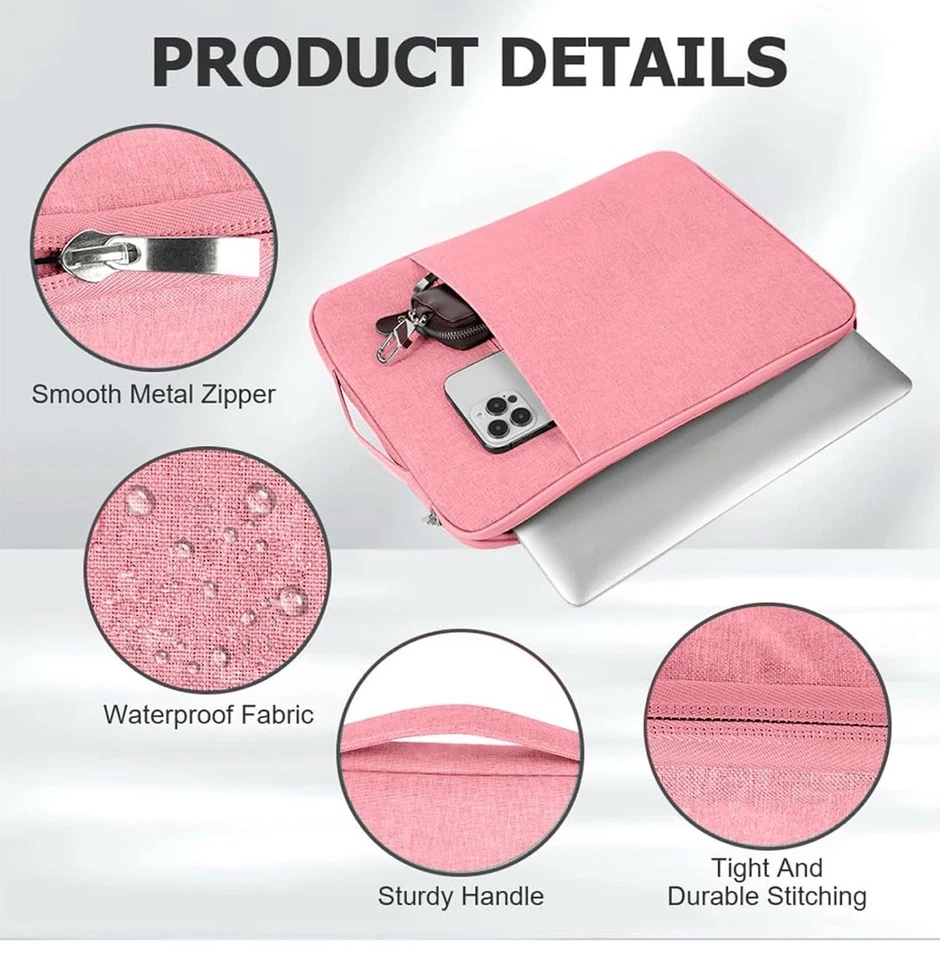 Laptop Bag Sleeve Pouch For 13.3 to 14.2 inch Water Resistant Pocket & Soft - Image 4 of 4