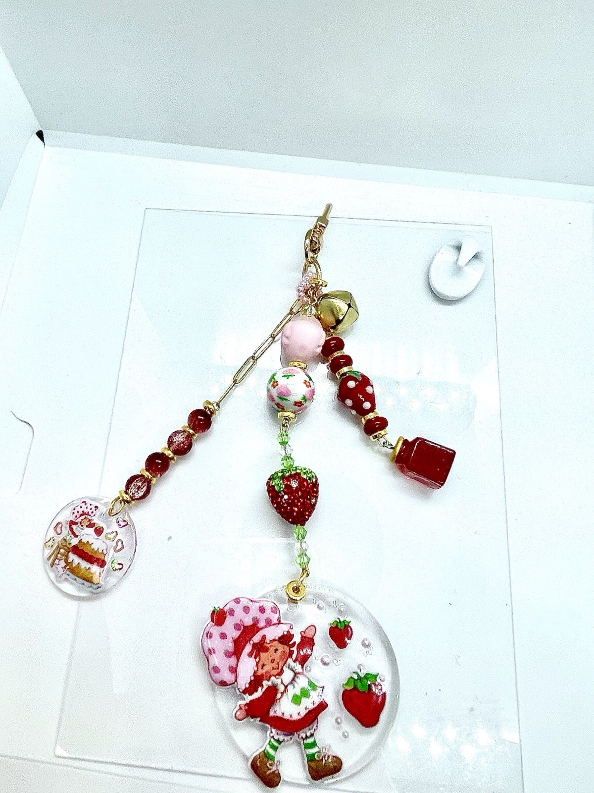 Custom Strawberry Shortcake Handmade Acrylic Bag Charm – Commissioned Work