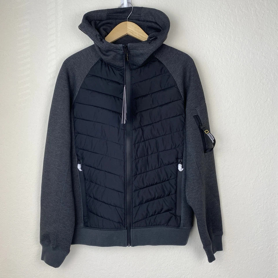 National Geographic Men’s Scuba Jacket Size M Black Hooded Full Zip Insulated - Image 2 of 4