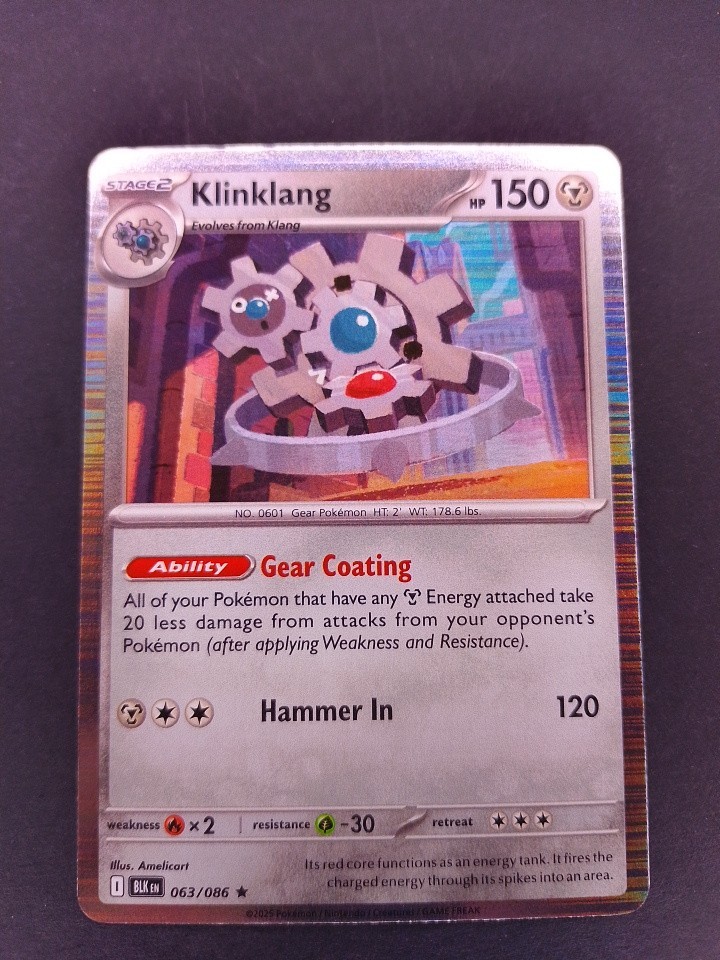 2025 Pokemon TCG Klinklang 063 S&V Black Bolt Holo Rare Card NM+