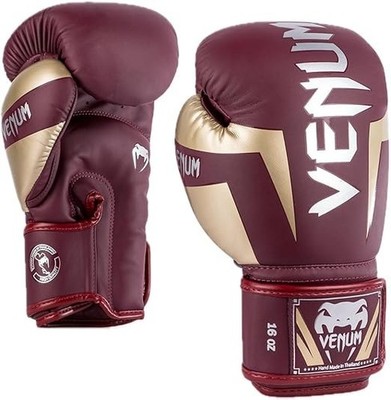 Venum Elite Boxhandschuhe 12oz Burgundy Gold Muay Thai MMA Training Kickboxen N