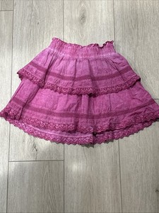 Katie J NYC Girls pink SKIRT Sz Med Crochet Trim Distressed NEW Love Shack Fancy