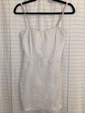 White Mini Dress Medium Bridal Zip Sparkle Women Spring Summer Vacation