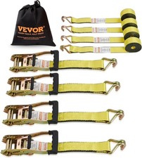 4 Pack Ratchet Tie Down Straps 5000 lbs 2" x 15' Heavy Duty Double J Hook