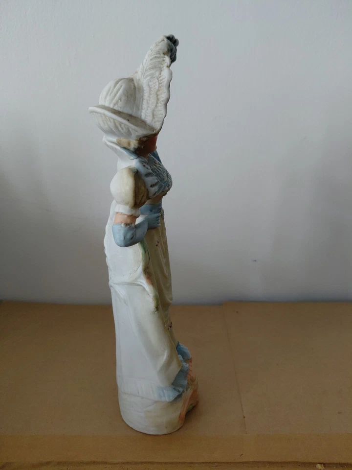 Vintage Bisque Porcelain Figurine Of Victorian Lady Height 10.5 Inches - Image 2 of 4