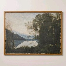 24"x32" Horizontal Landscape Lake Burlap Framed Wall Art - Hearth  Hand